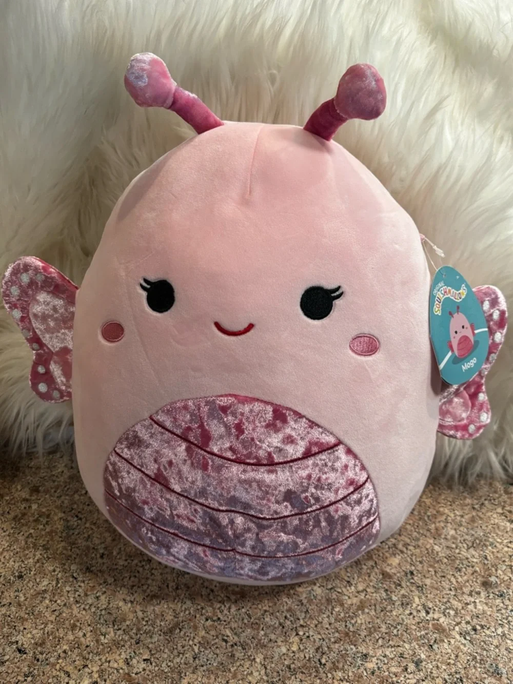 Squishmallows Stuffed Pink Velvet Plush Toy -Mogo Butterfly - 12 Inch